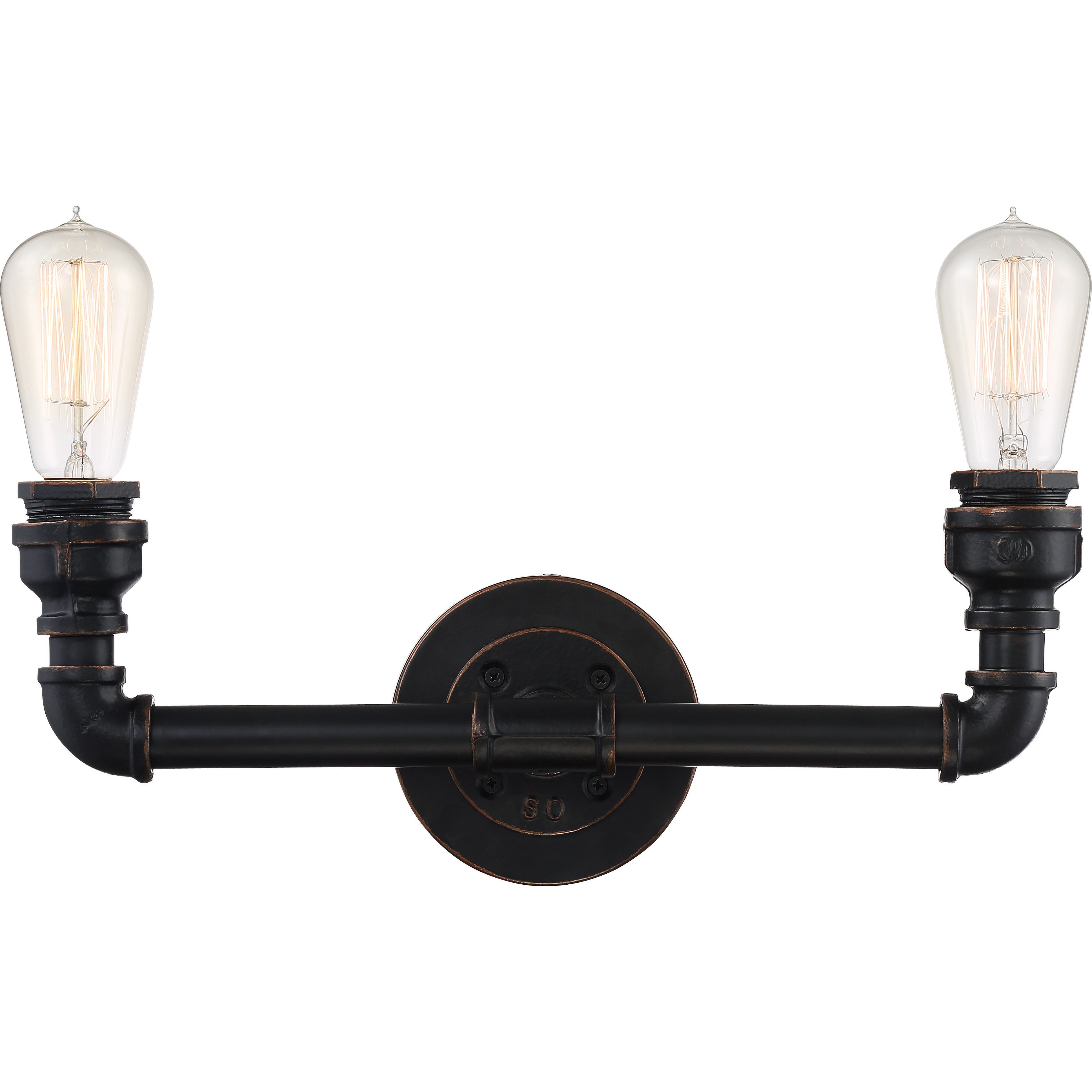 Satco Nuvo Iron 2 Light Vanity Fixture in Industrial Bronze Finish